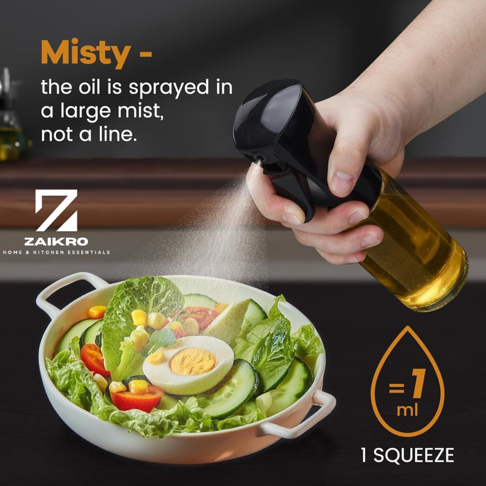 ZAIKRO Oil Sprayer Bottle for Cooking | 220ml Glass Oil Spray Bottle for Kitchen | Leak-Proof Refillable Dispenser for Air Fryer, Salad, Roasting & Frying - Image 6