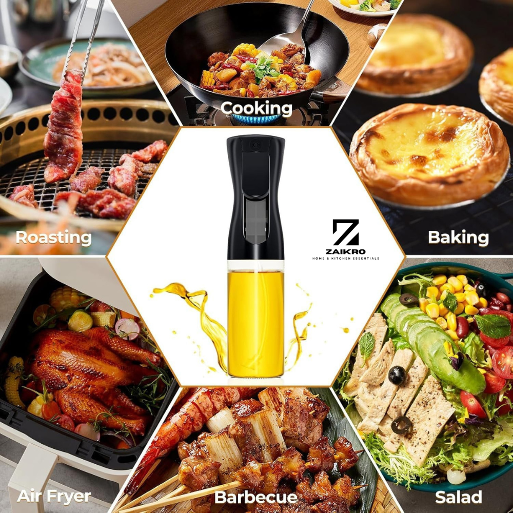 ZAIKRO Oil Sprayer Bottle for Cooking | 220ml Glass Oil Spray Bottle for Kitchen | Leak-Proof Refillable Dispenser for Air Fryer, Salad, Roasting & Frying - Image 5