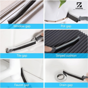 Mini Gap Cleaning Brush with Hard Bristles for Tiny Spaces | Handheld Groove Cleaner for Kitchen, Sink, Tiles, Window Tracks (Pack of 2) + 10 Flower Hooks