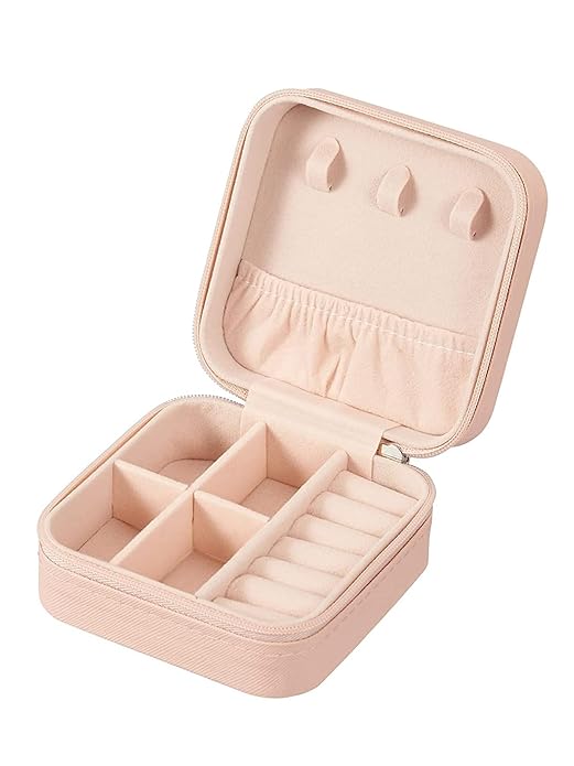Small Jewelry Storage Box Pu Leather With Mini Portable Organizer, Zipper Travel case For rings Earrings necklace bracelets Decorative Box - Image 2