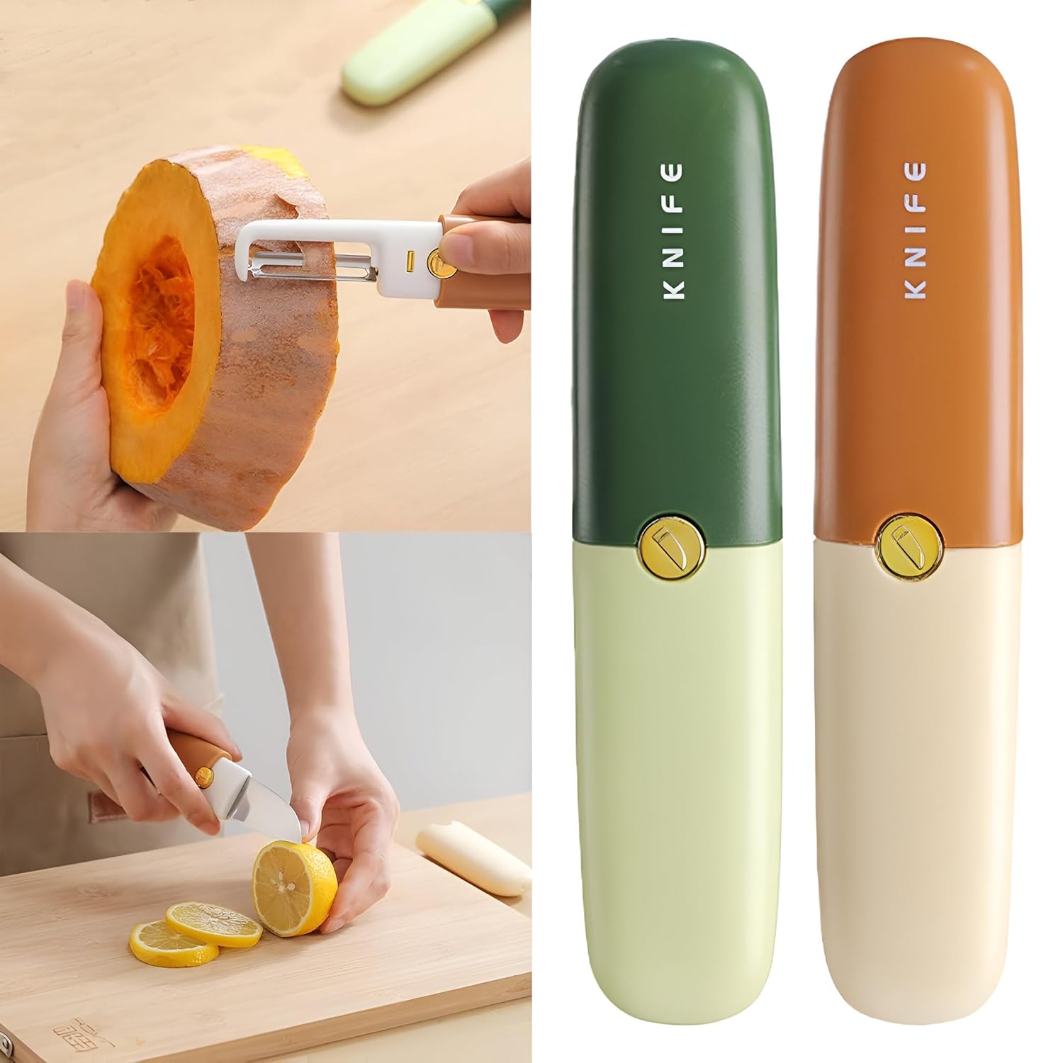 Multi-Functional 2 in 1 (Pack of 1) Stainless Steel Kitchen Knife and Peeler | Portable Peeling Tool with Protective Cover for Fruits, Vegetables, Potato | Travel, Outdoor, Camping, Hiking Use - Image 6