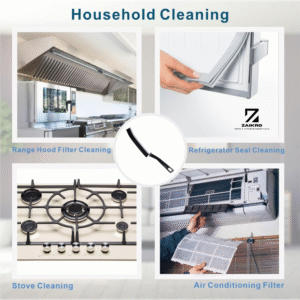 Mini Gap Cleaning Brush with Hard Bristles for Tiny Spaces | Handheld Groove Cleaner for Kitchen, Sink, Tiles, Window Tracks (Pack of 2) + 10 Flower Hooks