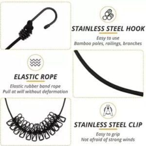 Cloth Drying Rope with 12Hooks , Outdoor Cloth Drying Line, Cloth Rope with Clips, Cloth Hanging Rope, Cloth Hanging Stand (Multicolor)