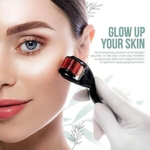 Derma Roller For Hair And Beard Regrowth, 540 Micro 0.5mm Titanium Alloy Needles Reduces Hair Fall & Stimulates Hair Follicles, For Men & Women