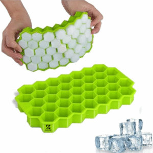 Flexible Silicone Honeycomb Ice Cube Tray (Pack of 2) | 37 Cavity Small Ice Mould for Freezer | Soft Ice Cube Maker for Whiskey, Bar, Fridge, Beverages – BPA Free & Reusable (Multicolor)