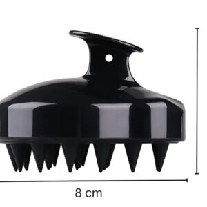 Hair Scalp Massager Shampoo Brush, Silicone Soft Bristles For Head Massaging and Washing, Anti-dandruff Removal Brush, Comb With Handle (Multicolor) (Black, Pack of 1)