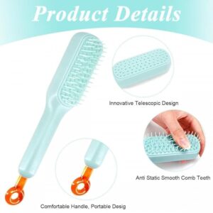 Anti Static Massage Comb with Self Cleaning For Men and women (Pack of 2 ), Retractable Rotary Lift Self-Cleaning Brush, Women's Hair Styling tool (multicolor)
