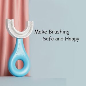 U Shaped Toothbrush for Kids (Pack of 2), Food Grade Soft Silicone Brush Head, 360° Oral Teeth Cleaning Tools, Children Infant U Shape Manual Toothbrush