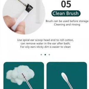 Ear Wax Cleaner 6pcs With Storage Box with Led Ear cleaner, Reusable, Stainless Steel, wax Remover Tool Kit with Curette Cleaner and Bud Cleaner
