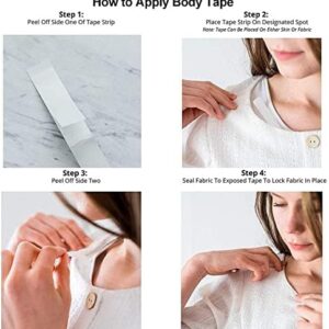 Fashion Body Tape For Women, Pack of 144 strips Medical Quality Strong Double Sided With All Day Strength Adhesive For Women, Suitable For All Skin Types, Hidden Tape