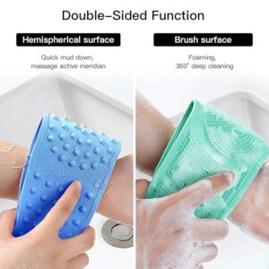 Silicone Body Back Scrubber, Double Sided Bath Belt For Deep Cleaning & Exfoliating Dead Skin, Suitable For All Skin Types, Durable (Multicolor) (Pack of 1)