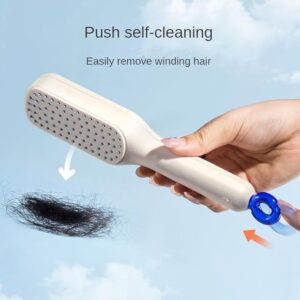Anti Static Massage Comb with Self Cleaning For Men and women (Pack of 2 ), Retractable Rotary Lift Self-Cleaning Brush, Women's Hair Styling tool (multicolor)