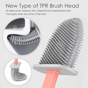 Toilet Brush and Holder Set for Bathroom, Flexible Toilet Cleaning Bowl Brush Head with Silicone Bristles, Compact Size for Storage and Organization (Pack of 1) (Multicolor)