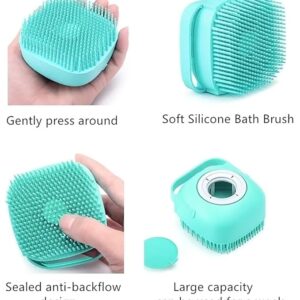 Body Scrubber With Shower Gel Dispenser, Soft Silicone Bristles For Deep Cleaning, Scalp Massage, Dead Skin Removal, Exfoliating Bath Brush, Loofah