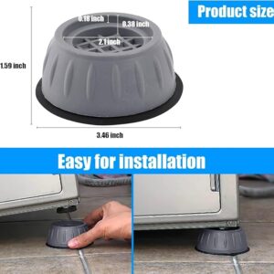 Anti Vibration Pads with Suction Cup for Washing Machine, Refrigerator, Noise Cancelling Pads, Shock Absorber, Heavy Duty Stand, Round, Anti Skid (Pack of 4, One Size)