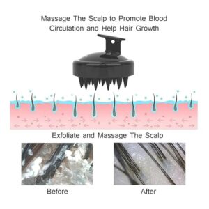 Hair Scalp Massager Shampoo Brush, Silicone Soft Bristles For Head Massaging and Washing, Anti-dandruff Removal Brush, Comb With Handle (Multicolor) (Black, Pack of 1)