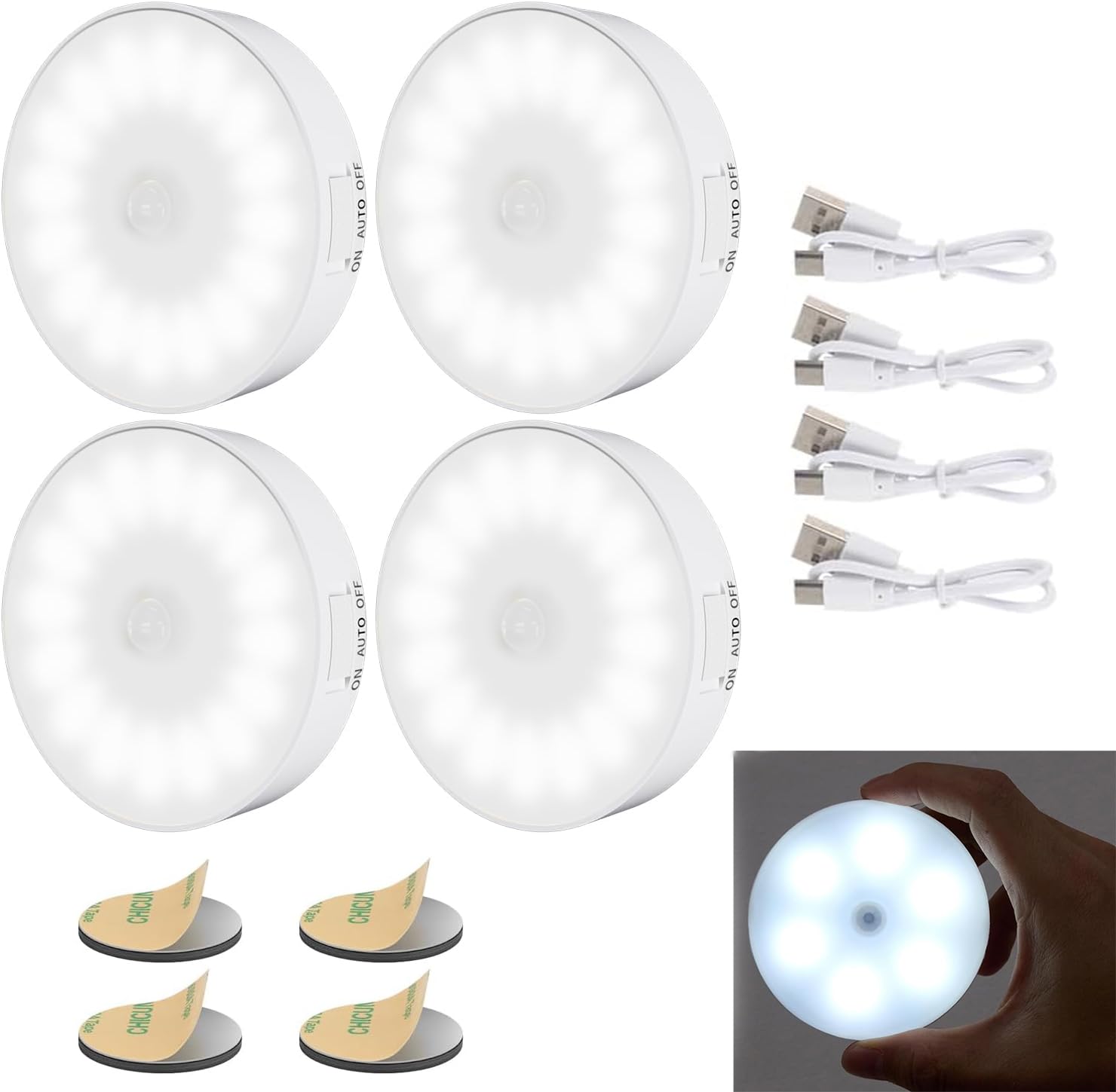 Wireless Motion Sensor Light for Home USB Charging Portable LED Body Induction Lamp with Self Adhesive Magnetic Strip for Wardrobe, Bedroom (Pack of 2) - Image 5