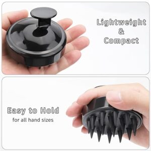 Hair Scalp Massager Shampoo Brush, Silicone Soft Bristles For Head Massaging and Washing, Anti-dandruff Removal Brush, Comb With Handle (Multicolor) (Black, Pack of 1)