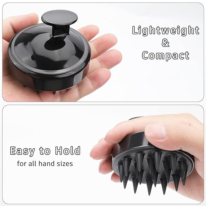 Hair Scalp Massager Shampoo Brush, Silicone Soft Bristles For Head Massaging and Washing, Anti-dandruff Removal Brush, Comb With Handle (Multicolor) (Black, Pack of 1) - Image 4