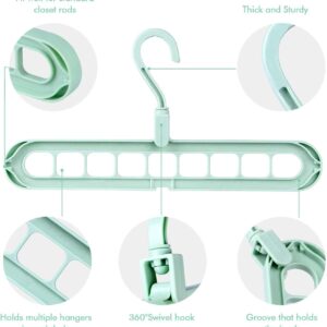 Magic 9 Holes Clothes Hanger, Wardrobe Storage Organizer , Heavy Duty Anti Skid Plastic with 360º Swivel Hook, Essential Closet Space Saver (Multicolor) (Pack of 4)
