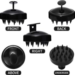 Hair Scalp Massager Shampoo Brush, Silicone Soft Bristles For Head Massaging and Washing, Anti-dandruff Removal Brush, Comb With Handle (Multicolor) (Black, Pack of 1)