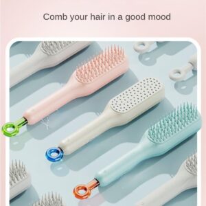 Anti Static Massage Comb with Self Cleaning For Men and women (Pack of 2 ), Retractable Rotary Lift Self-Cleaning Brush, Women's Hair Styling tool (multicolor)