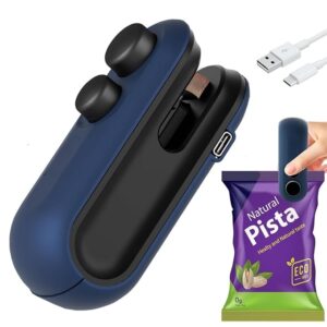 Portable Mini Sealing Machine, Handheld Packet Sealer For Food, Snacks, chips, Plastic Bag 2 in One With Cutter and USB Type C, Rechargeable (Multicolor)