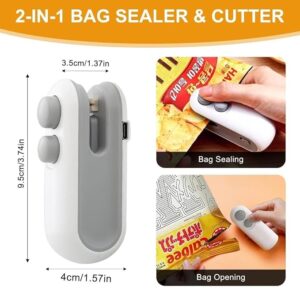 Portable Mini Sealing Machine, Handheld Packet Sealer For Food, Snacks, chips, Plastic Bag 2 in One With Cutter and USB Type C, Rechargeable (Multicolor)