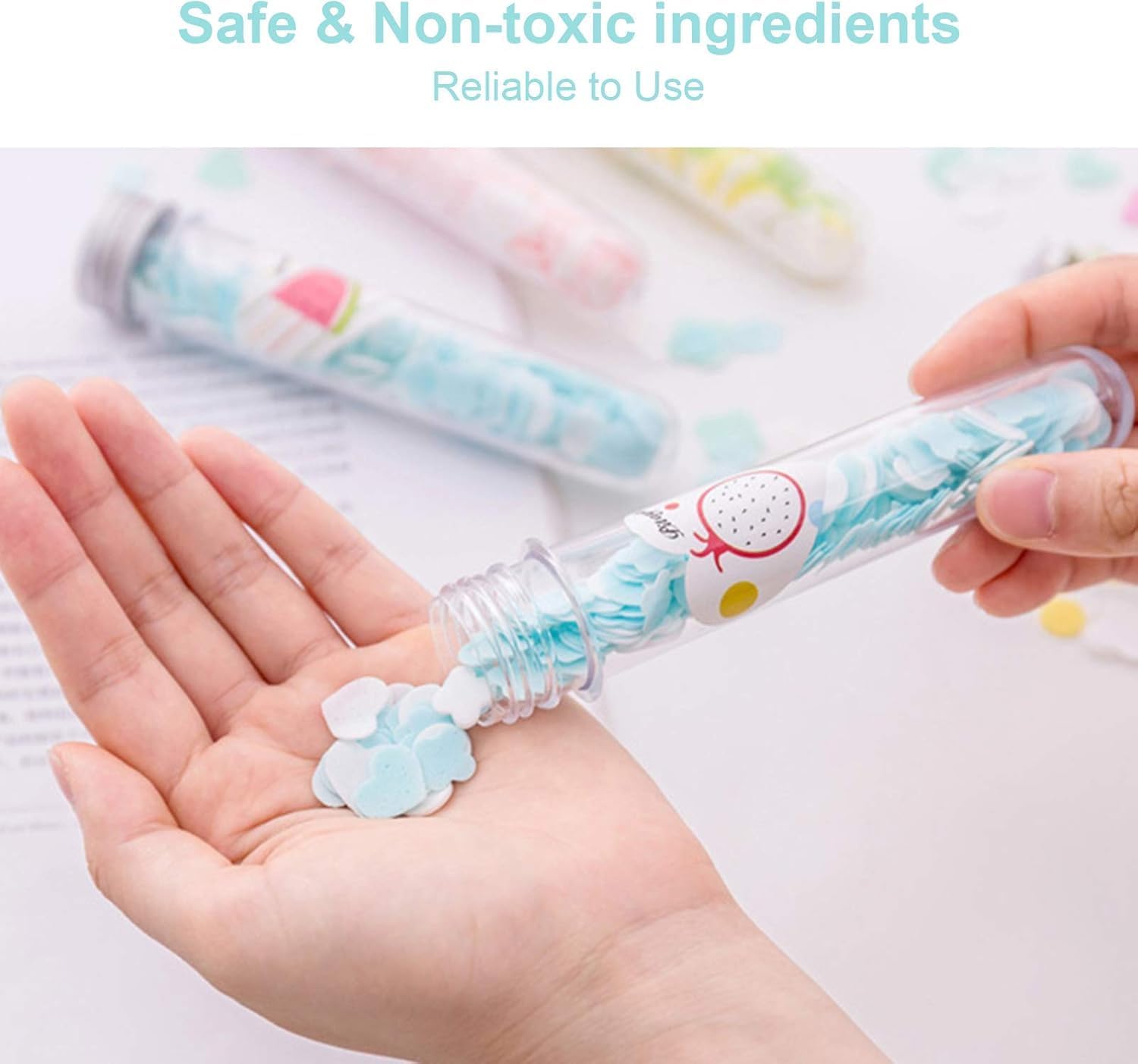 Mini Soap Paper Sheets (Pack of 4) , Portable Dissolvable Soap with Flower Petal Design in Tube | Travel-Friendly Pocket Soap for Handwashing & Hygiene - Image 6