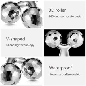 3D Massager Manual Roller (Silver) 360 Rotate Face Full Body Shape for Skin Lifting Wrinkle Remover Facial Massage, Face Roller For Men & Women