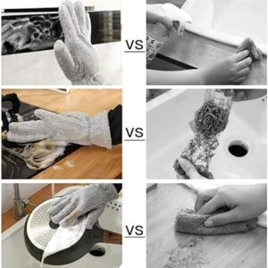 Steel Wired Dish Washing Gloves For Utensils, Dishes, Tiles, Bathroom, Kitchen, Reusable, Pet Grooming Silver Color (Pack of 1 Pair)