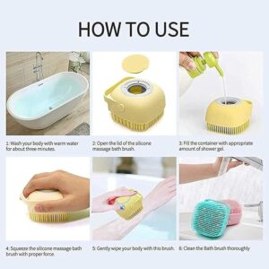 Body Scrubber With Shower Gel Dispenser, Soft Silicone Bristles For Deep Cleaning, Scalp Massage, Dead Skin Removal, Exfoliating Bath Brush, Loofah