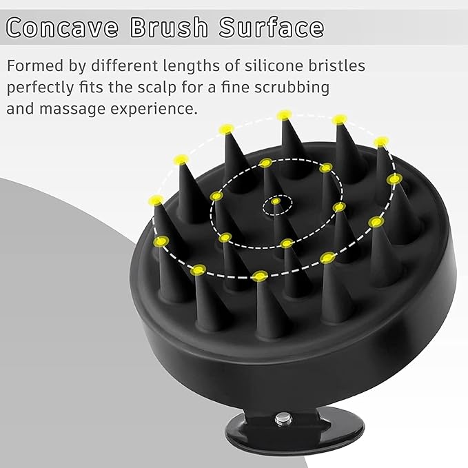 Hair Scalp Massager Shampoo Brush, Silicone Soft Bristles For Head Massaging and Washing, Anti-dandruff Removal Brush, Comb With Handle (Multicolor) (Black, Pack of 1) - Image 9