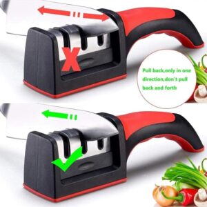 Knife Sharpener for Kitchen | Red Ribbon Pro Heavy Duty Knife Sharpening Tool | 304 Stainless Steel Sharpener for Kitchen & Small Knives (Pack of 1)