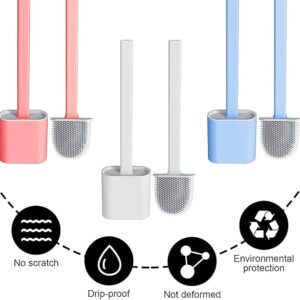 Toilet Brush and Holder Set for Bathroom, Flexible Toilet Cleaning Bowl Brush Head with Silicone Bristles, Compact Size for Storage and Organization (Pack of 1) (Multicolor)
