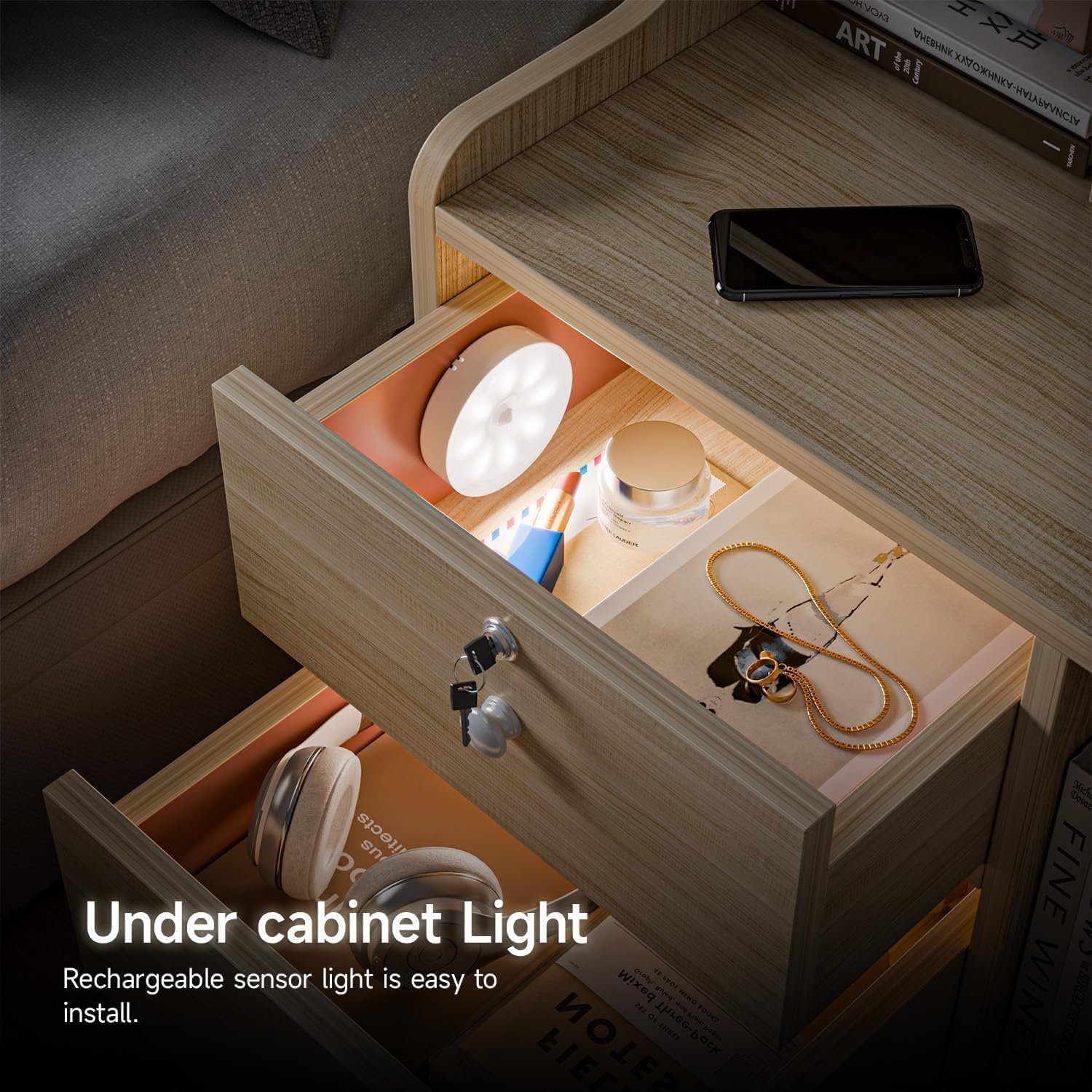 Wireless Motion Sensor Light for Home USB Charging Portable LED Body Induction Lamp with Self Adhesive Magnetic Strip for Wardrobe, Bedroom (Pack of 2) - Image 10