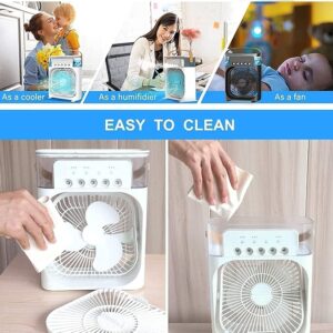 Portable Mini Air Cooler for Room Cooling | Arctic Mini AC Fan with 7-Color LED Light, 3 Wind Speeds, 3 Spray Modes, Timer (1/2/3 H) | Ideal for Office, Home, Dorm & Travel (Multicolor)