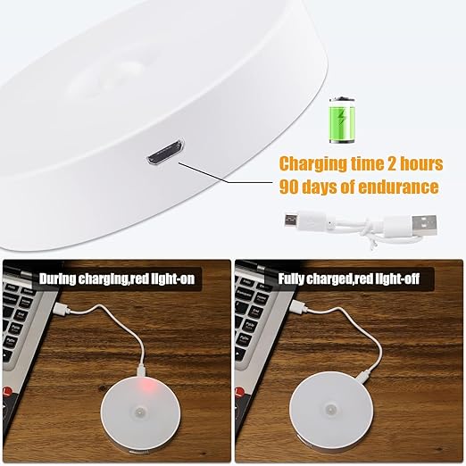 Wireless Motion Sensor Light for Home USB Charging Portable LED Body Induction Lamp with Self Adhesive Magnetic Strip for Wardrobe, Bedroom (Pack of 2) - Image 12
