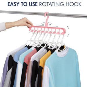 Magic 9 Holes Clothes Hanger, Wardrobe Storage Organizer , Heavy Duty Anti Skid Plastic with 360º Swivel Hook, Essential Closet Space Saver (Multicolor) (Pack of 4)