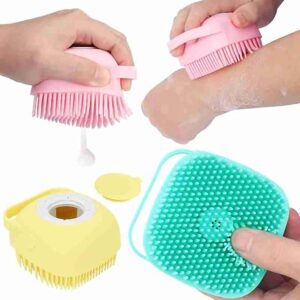 Body Scrubber With Shower Gel Dispenser, Soft Silicone Bristles For Deep Cleaning, Scalp Massage, Dead Skin Removal, Exfoliating Bath Brush, Loofah