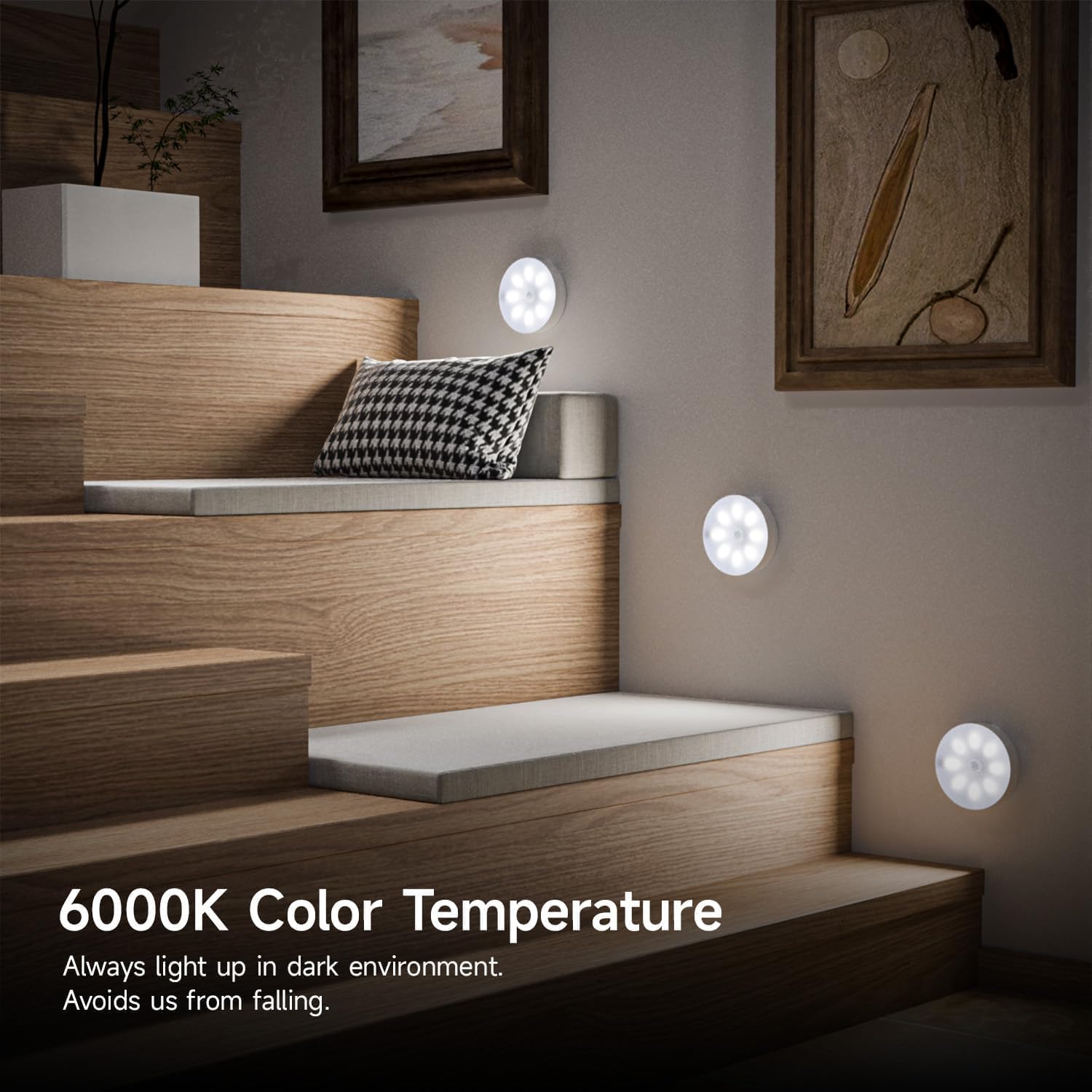 Wireless Motion Sensor Light for Home USB Charging Portable LED Body Induction Lamp with Self Adhesive Magnetic Strip for Wardrobe, Bedroom (Pack of 2) - Image 9