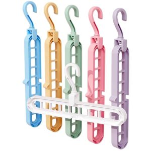 Magic 9 Holes Clothes Hanger, Wardrobe Storage Organizer , Heavy Duty Anti Skid Plastic with 360º Swivel Hook, Essential Closet Space Saver (Multicolor) (Pack of 4)