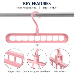 Magic 9 Holes Clothes Hanger, Wardrobe Storage Organizer , Heavy Duty Anti Skid Plastic with 360º Swivel Hook, Essential Closet Space Saver (Multicolor) (Pack of 4)