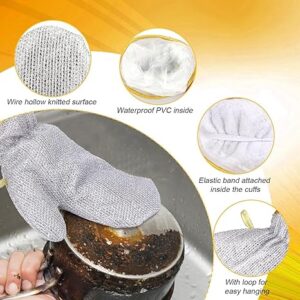 Steel Wired Dish Washing Gloves For Utensils, Dishes, Tiles, Bathroom, Kitchen, Reusable, Pet Grooming Silver Color (Pack of 1 Pair)