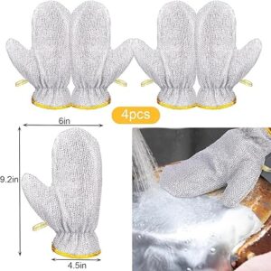 Steel Wired Dish Washing Gloves For Utensils, Dishes, Tiles, Bathroom, Kitchen, Reusable, Pet Grooming Silver Color (Pack of 1 Pair)