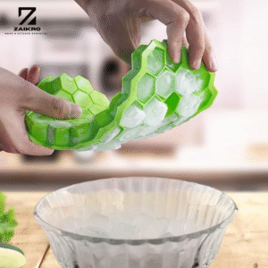 Flexible Silicone Honeycomb Ice Cube Tray (Pack of 2) | 37 Cavity Small Ice Mould for Freezer | Soft Ice Cube Maker for Whiskey, Bar, Fridge, Beverages – BPA Free & Reusable (Multicolor)