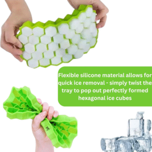 Flexible Silicone Honeycomb Ice Cube Tray (Pack of 2) | 37 Cavity Small Ice Mould for Freezer | Soft Ice Cube Maker for Whiskey, Bar, Fridge, Beverages – BPA Free & Reusable (Multicolor)