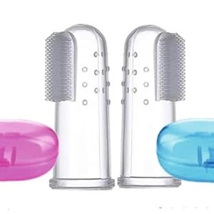 Baby Finger Toothbrush with Soft Bristles (Pack of 2)  – Gentle Gum Massager & Oral Care Brush for Infants, Kids & Toddlers  Multicolor !