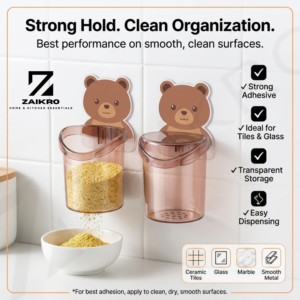 Wall Mount Toothbrush Holder – Teddy Bear Design (Pack of 2)