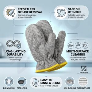 Silver Wire Dishwashing Gloves – Reusable Scrubber Gloves (1 Pair)